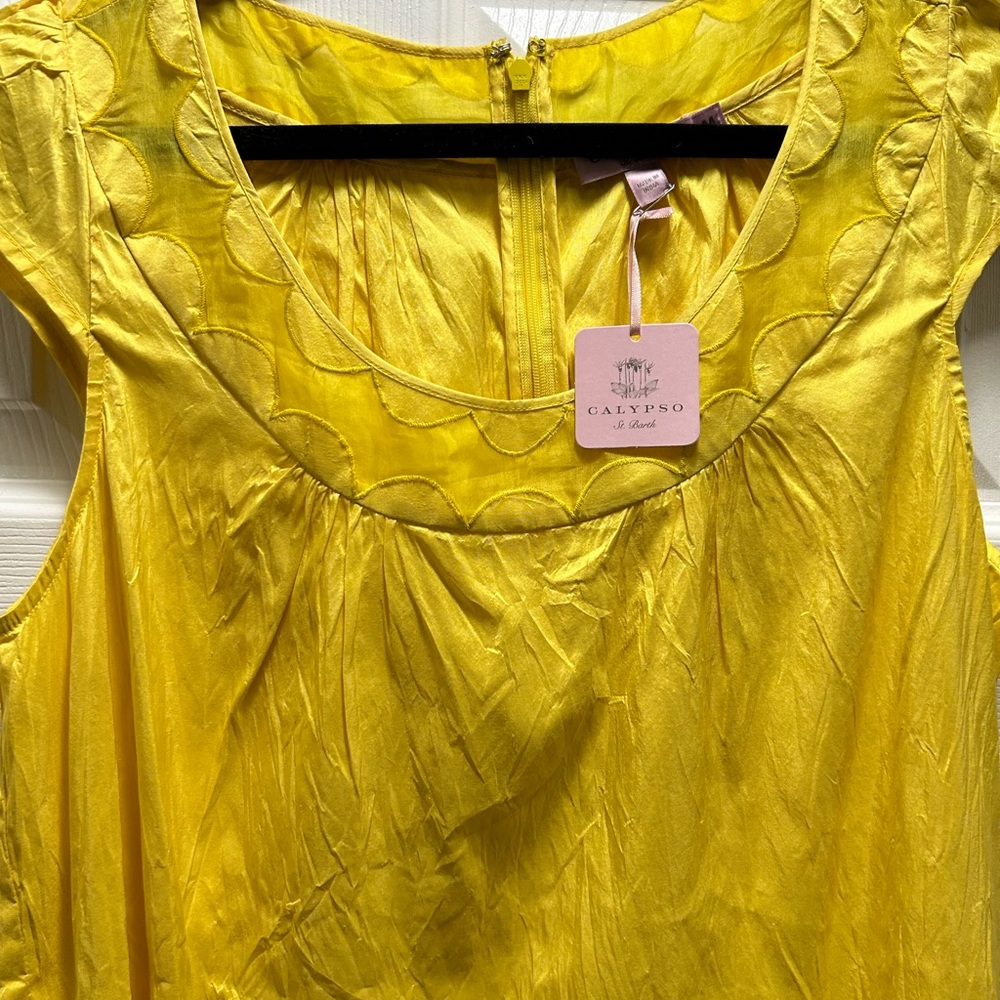 Calypso St. Barth 100% Silk Dress Yellow Size M